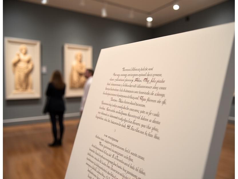Segnaletica museale calligrafica per mostra d'arte
